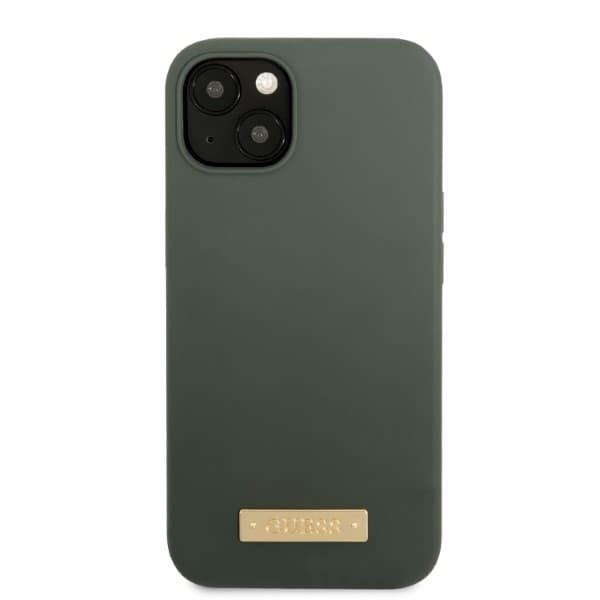 Guess Silikone Logo Plade MagSafe-etui til iPhone 13, Grøn/Khaki