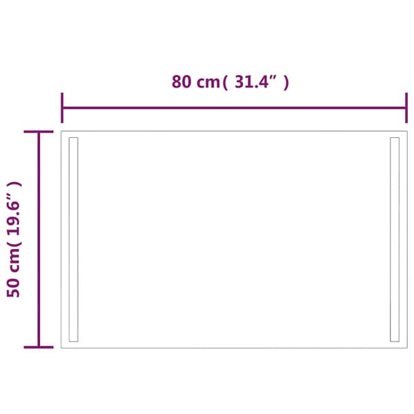 vidaXL Badrumsspegel med LED, 80x50 cm