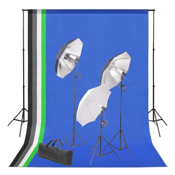 vidaXL Studiosetti taustoilla ja valaistuksella