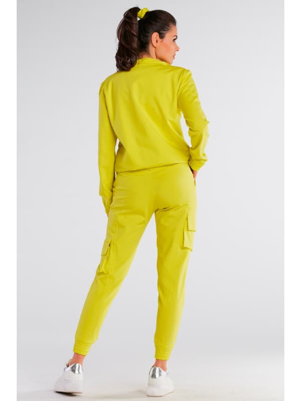 Bomullströja med dragkedja, gul L/XL