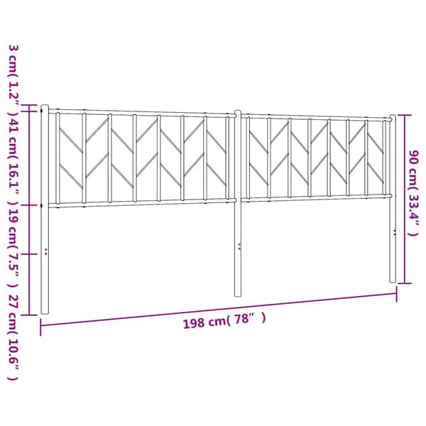 vidaXL metalsengegavl hvid 193 cm