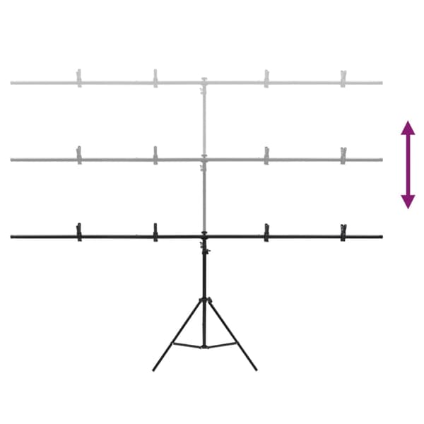 vidaXL T-formet baggrundsstativ sort 201x60x(70-200) cm