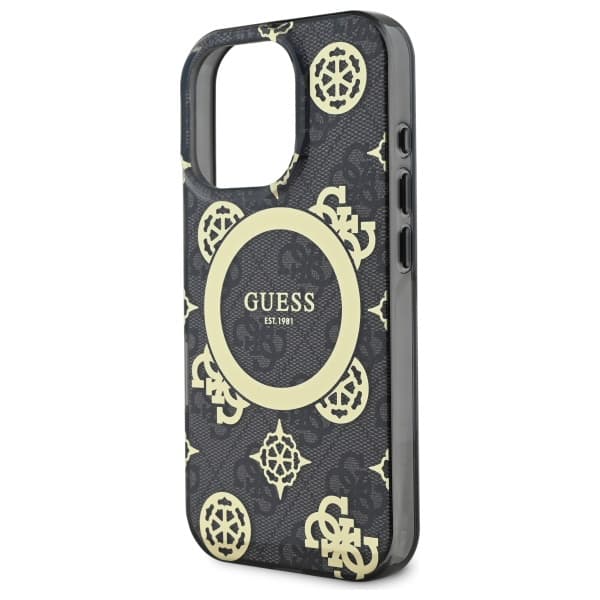 Guess IML Peony On 4G Background MagSafe-etui til iPhone 16 Pro, sort