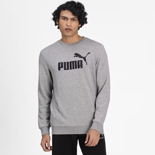 Puma Herr Essential Big Logo Crew Sweatshirt Grå 66% Bomull, 34% Polyester [586680 03] rS