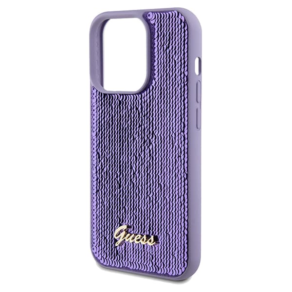 Guess Sequin Script Metallskal till iPhone 14 Pro Max, Lila