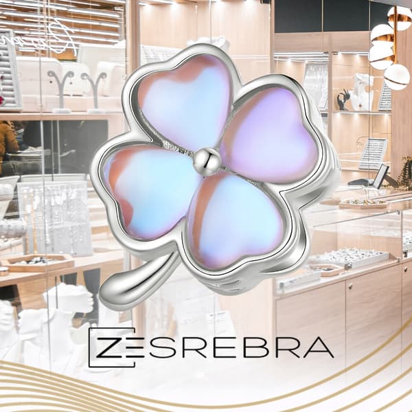 Berlocker klöver opal silver S925 pärlor pärlhänge klöver
