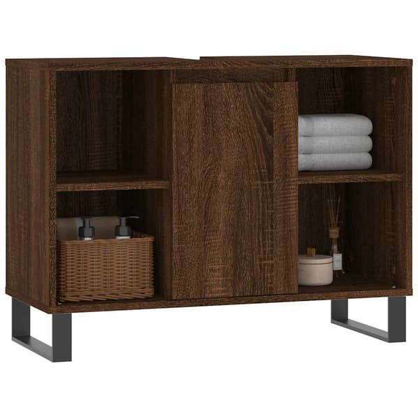 vidaXL badeværelsesskab brunt egetræ 80x33x60 cm