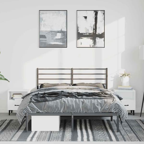 vidaXL metalsengestel med hovedgærde sort 150x200 cm