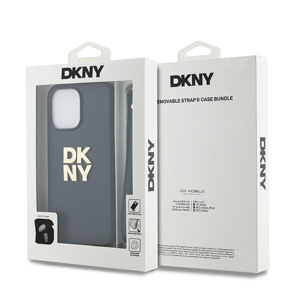 DKNY Wrist Strap Stock Logo-cover til iPhone 15 Pro, sort