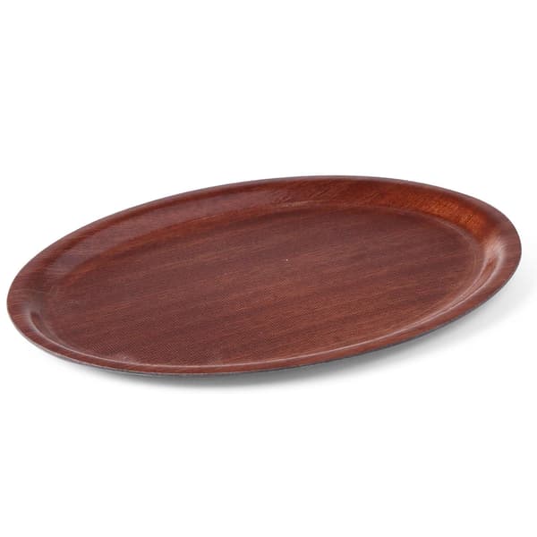 Halkfri servitörsbricka i trä - oval 23x16cm