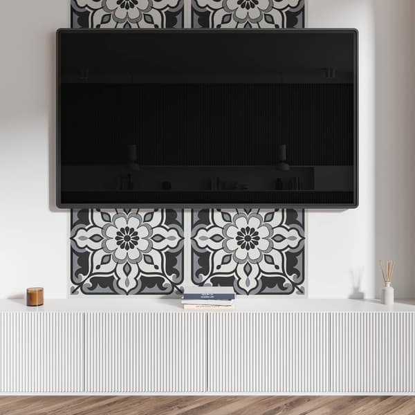Trykt vinylpanel, klar til montering, 120x60 cm, blomstermønster med ornamenter