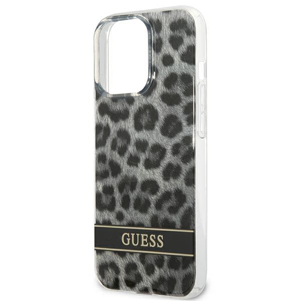 Guess Leopard -kuori iPhone 13 Prolle / 13:lle, harmaa/harmaa