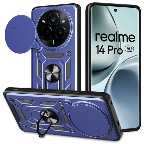 Realme 14 Pro 5G Armor-cover, CamShield Slide, blå