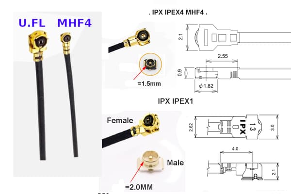 Pigtail MHF4 RF0.81 til lodning 5cm --2stk--