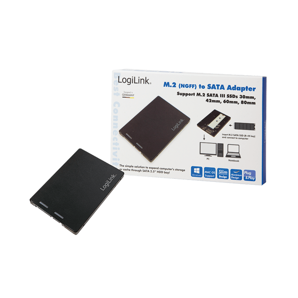 M.2 SSD til SATA 2,5" adapter LogiLink NGFF B+M PC/bærbar bootdrev