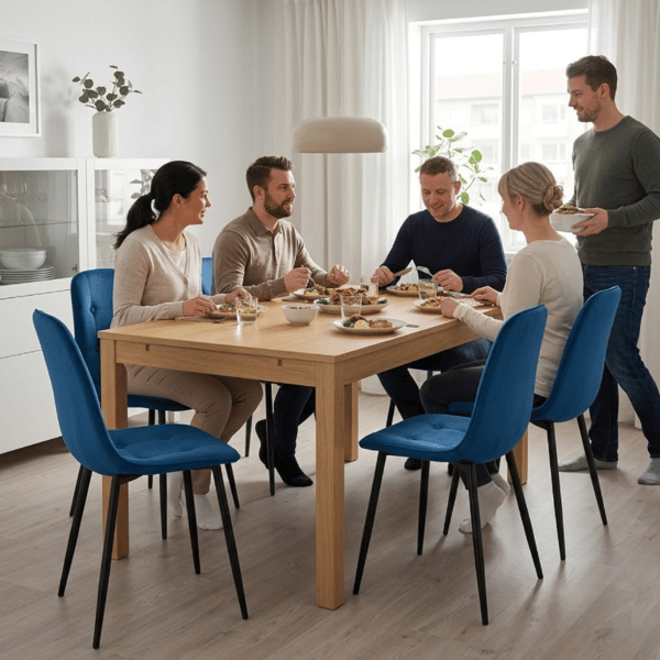 Aristo fløjlsstol, marineblå, sorte ben