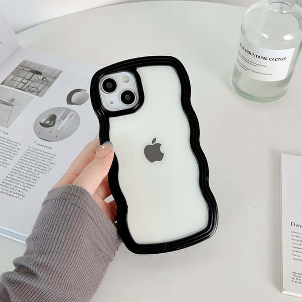 iPhone 14 Pro Max sort cover med bølget silikone