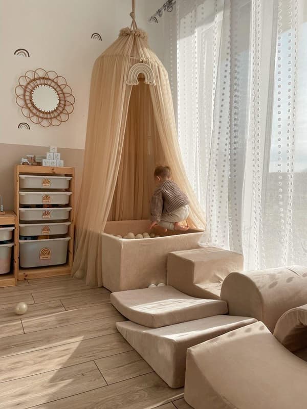 Tør pool 90x40cm fløjlsblød beige uden bolde