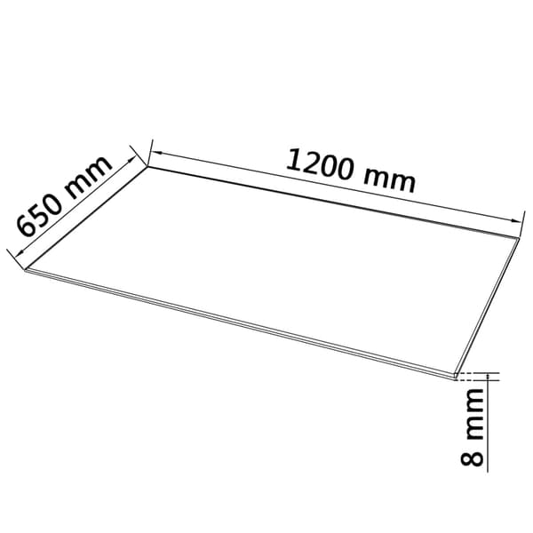 vidaXL rektangulær glasbordplade 1200x650 mm