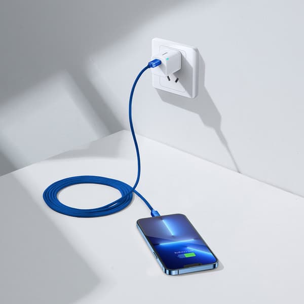 Kabel til hurtig opladning og dataoverførsel USB-C iPhone Lightning 20W 2m blå