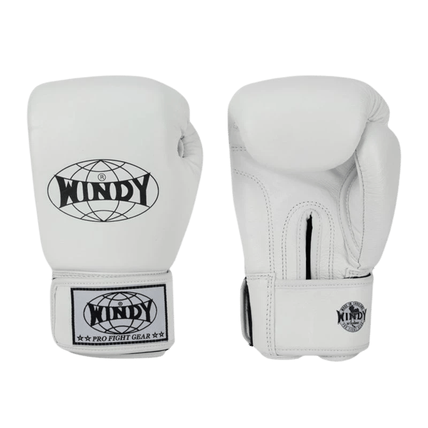 Windy Classic Boksehandsker i Ægte Læder, Hvide 16OZ