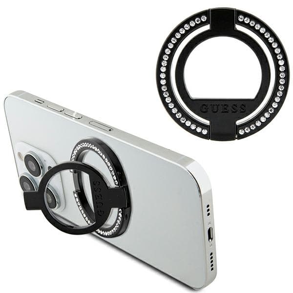 Guess MagSafe Ring Stand Rhinsten Telefonholder/Ring, Sort