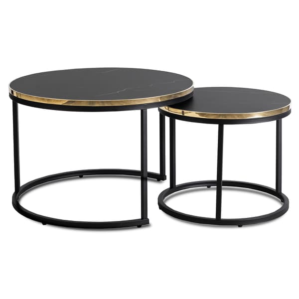 ARON sofabordsæt 70 cm/50 cm sort marmor glamour