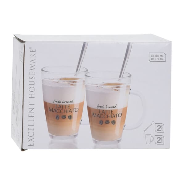 Latte-kahvilasit + lusikat 300 ml