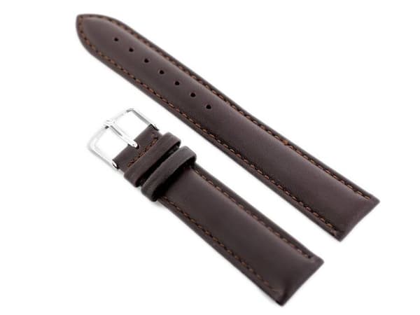 Läderrem för klocka W83L - mörkbrun - 20mm
