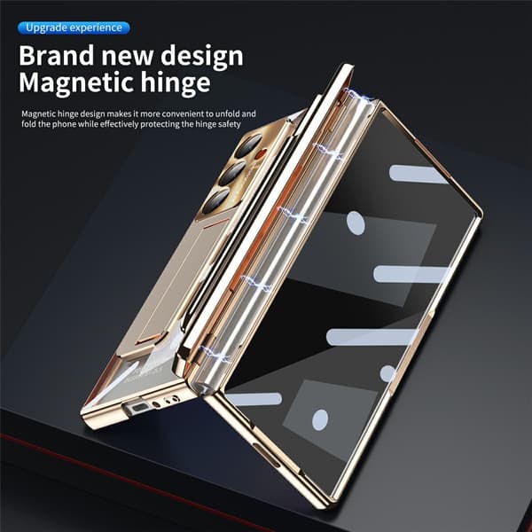 Etui til Samsung Galaxy Z Fold7 5G, med stativ, guld