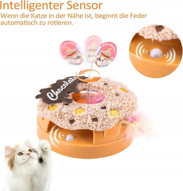 Interaktiv kattleksak plyschmunk rörelsesensor 13 cm