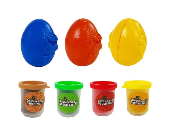 Dinosauræg Play Dough Form 12 stk. 4 farver