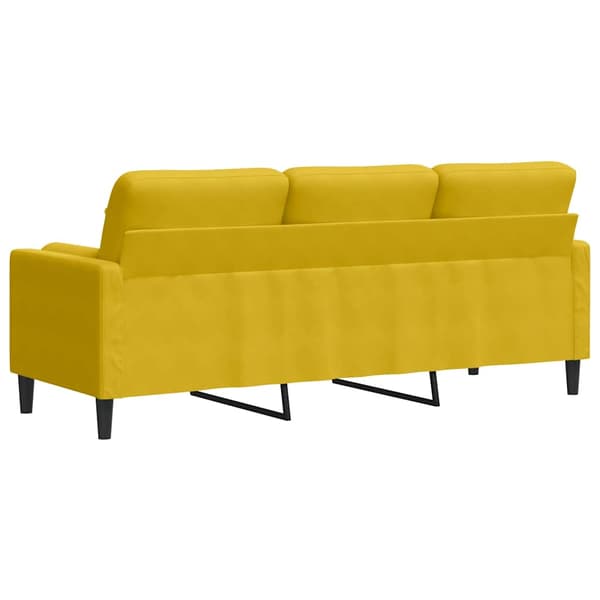 vidaXL 3-sitssoffa med kuddar, gul, 180 cm, sammet