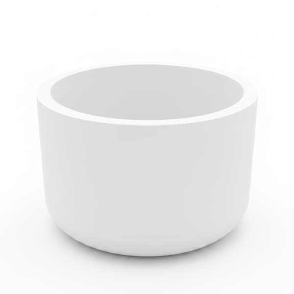 Rund vit blomkruka i minimalistisk stil