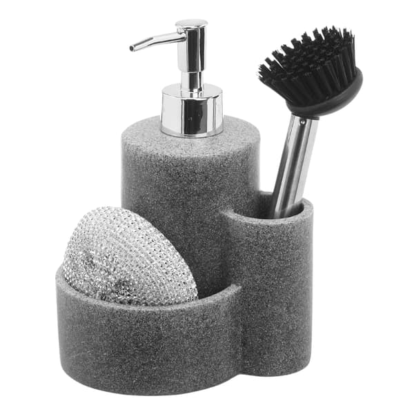 Vätskedispenser med borste och svamp, grå