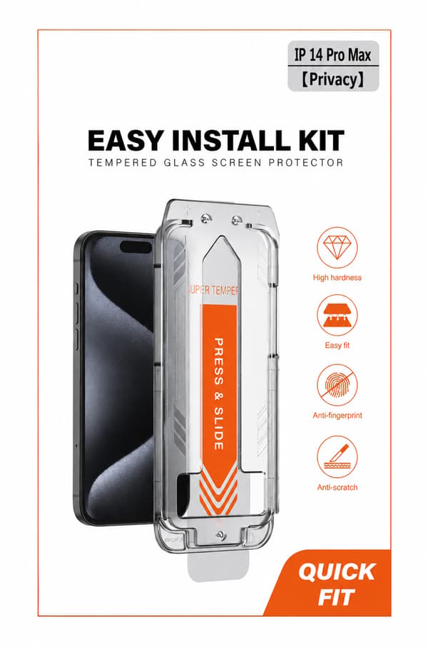 Privacy Glass med applikator til iPhone 14 Pro Max - Nem installation