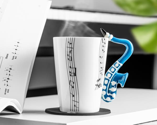 Musikduo-set - SAXOFONmugg + underlägg