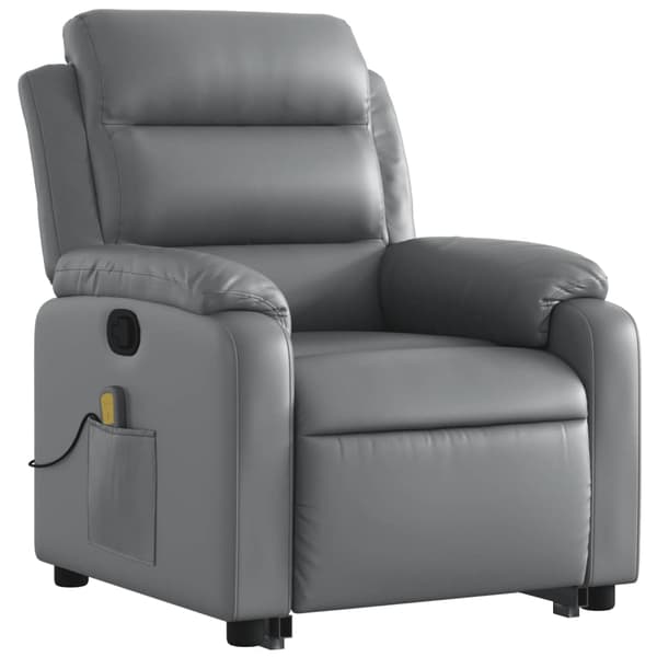 vidaXL Lyftbar massagefåtölj, grå, konstläder