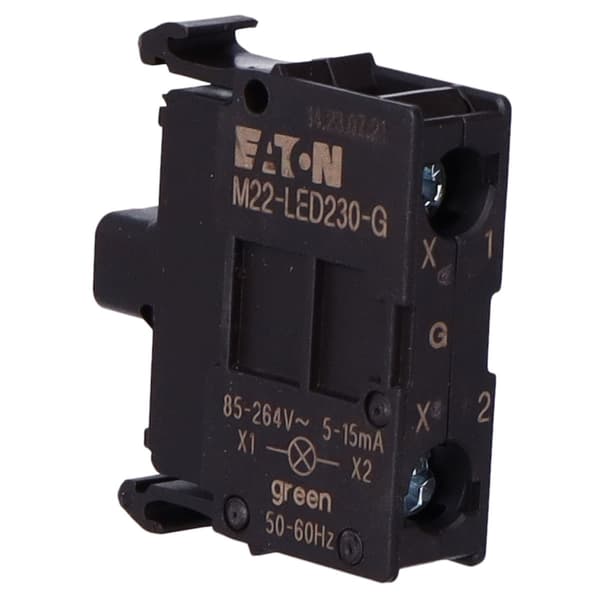 M22-LED230-G fatning, grøn LED-diode, U=230V, frontmontering
