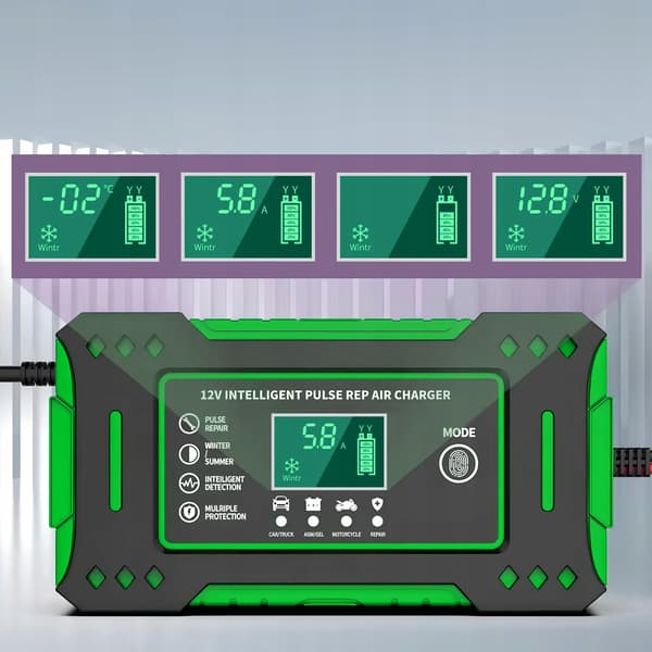 AUTOMATISK BATTERILADDARE MED 12V BATTERIREPARATORSFUNKTION