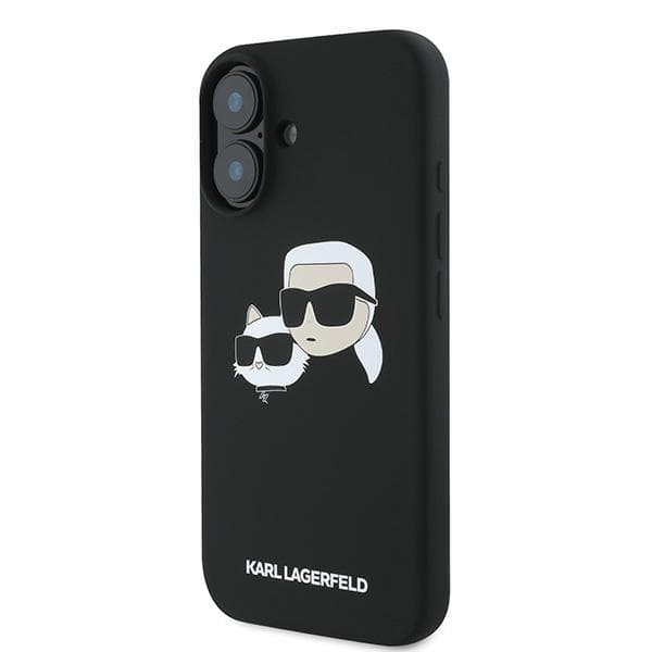 Karl Lagerfeld Silikone Dobbelthoved Print MagSafe-etui til iPhone 16 Plus, Sort