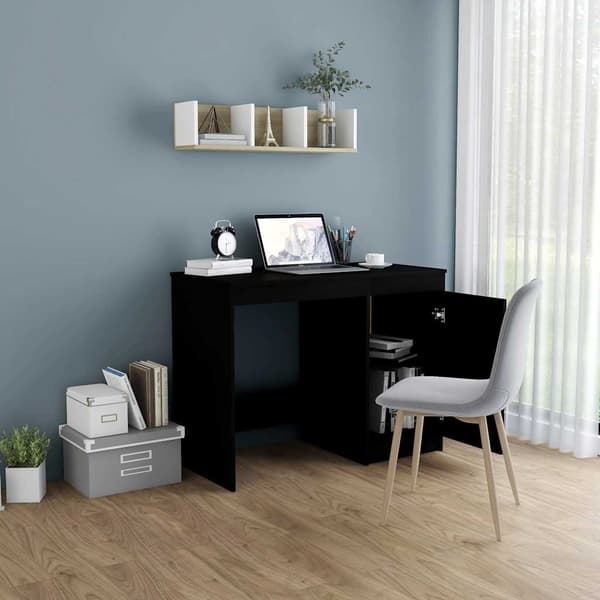 vidaXL skrivebord, sort, 100x50x76 cm, spånplade