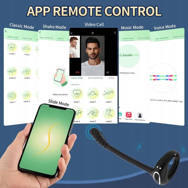Prostatamassage med vibrerande ring och analplugg-app
