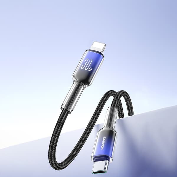 Crystal-Clear Series 30W USB-C til iPhone Lightning-kabel 1,2m - Sort
