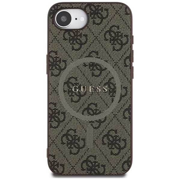 Guess 4G Ring Classic Logo MagSafe-etui til iPhone 16e, brun