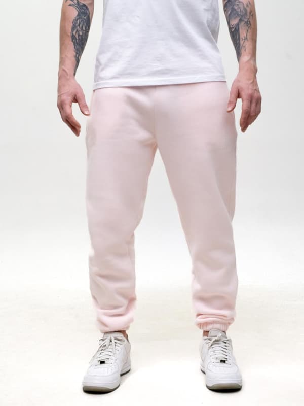 Herre lyserøde joggingbukser med GOOD LUCK-logoprint, L