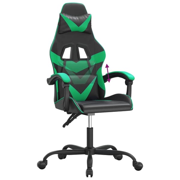 vidaXL gamingstol, sort og grøn, kunstlæder