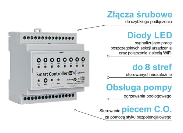 Tuya 8-kanals CH8W Wi-Fi golvvärmeregulator