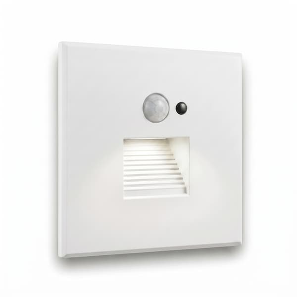 LED-trappbelysning vit 230V aluminium rörelse- och skymningssensor 4500K
