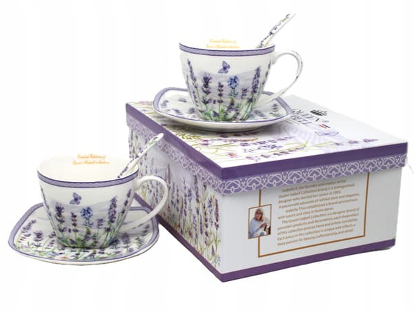 Set med 2 porslinsmuggar, 250 ml, i presentask - Lavender-kollektionen